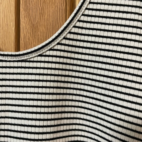 AE Scoop Neck Bodysuit Stripes Ribbed Washed Black/Cream XS - Picture 6 of 10